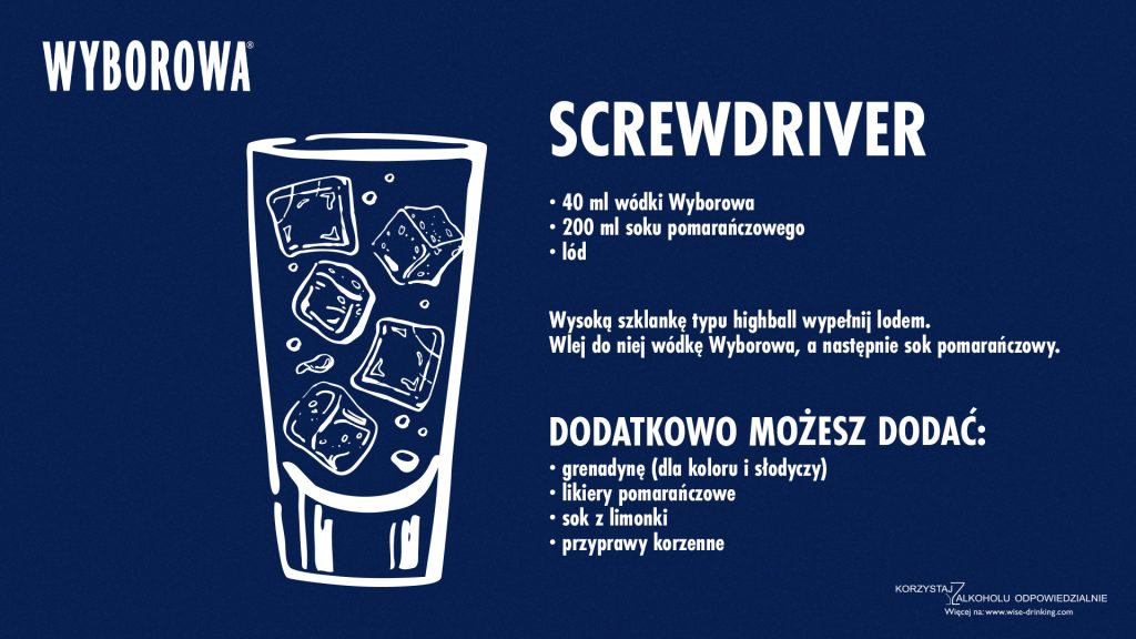 Drink z wódką Screwdriver
